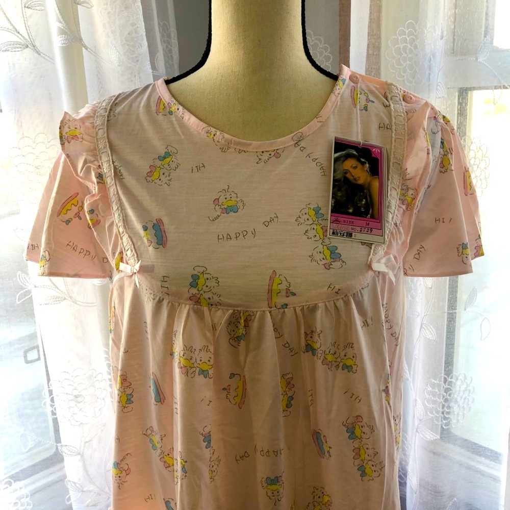 Leona pink duck happy Day night gown NWT  SZ M